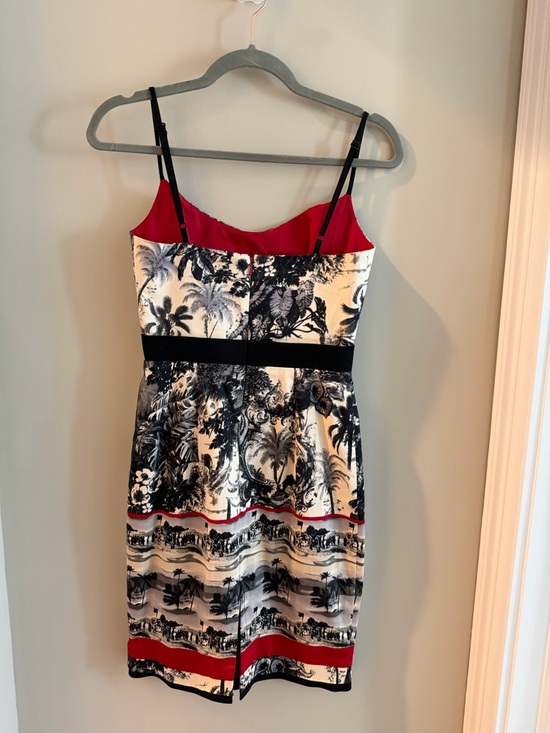 Black Halo Black, White & Red Printed Spaghetti-Strap Mini Dress - Picture 3 of 6